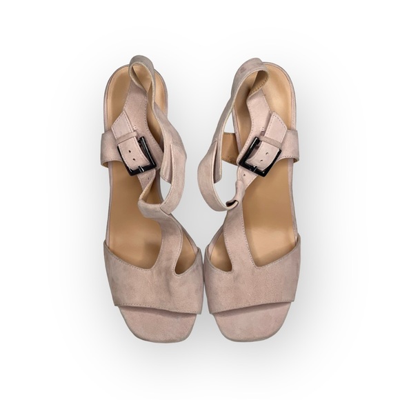 Halston Heritage ⌘ T Strap Ankle Strap Heeled Open Toe Sandals ⌘ Pink Suede ⌘ 9M - Picture 10 of 16